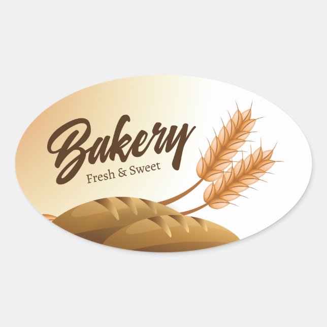 Custom Oval Bakery Label Editable Sticker (Front)