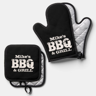 Custom oven mitt and pot holder for BBQ lover Oven Mitt & Pot Holder Set