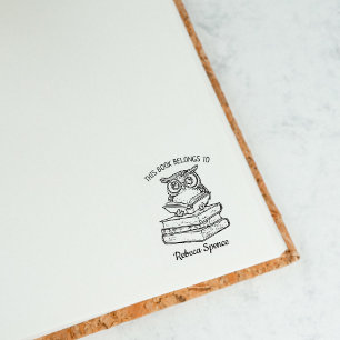 Custom Owl Bookplate Rubber Stamp