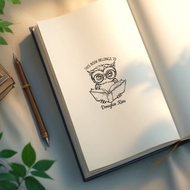 Custom Owl Bookplate Rubber Stamp (Creator Uploaded)