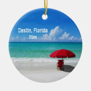Custom Own Photo Destin Beach Umbrellas Ceramic Tree Decoration