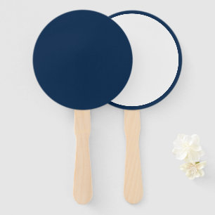 Custom Oxford Blue + White Round Event Fans