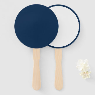 Custom Oxford Blue + White Round Event Fans