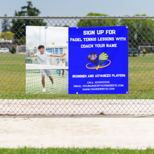 Custom Padel Tennis Coaching Class Lessons Blue Banner