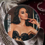 Custom Pageant Button Pin - Choose Your Size<br><div class="desc">Secure your sash in style with this customisable button pin for pageants. Add your photo and name to create the ultimate pageant custom pin for promotional events. Choose from a variety of sizes and shapes to make it your own!</div>