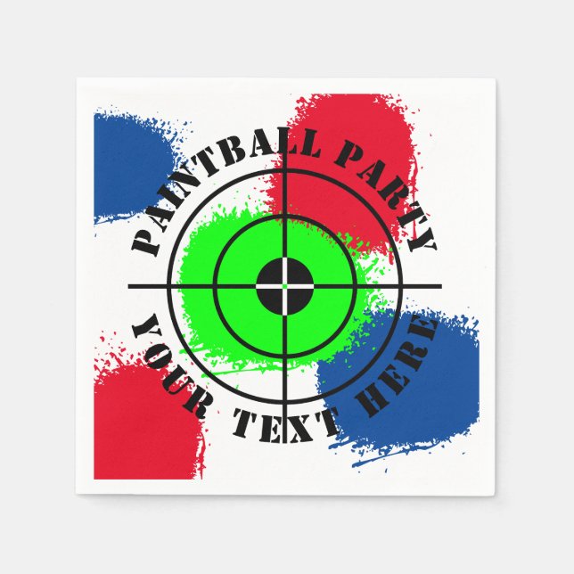 Custom paintball Birthday party paint splatter Napkin (Front)