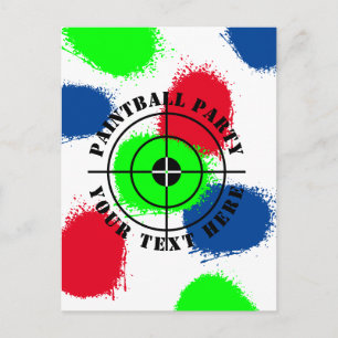 Custom paintball Birthday party paint splatter Postcard