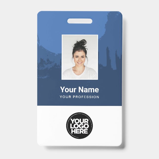 Custom Painted Employee Photo, Qr Code, Logo, Name ID Badge (Front)