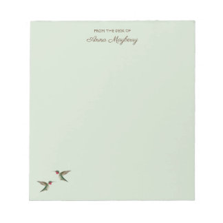 Custom Pale Green Hummingbird Notepad