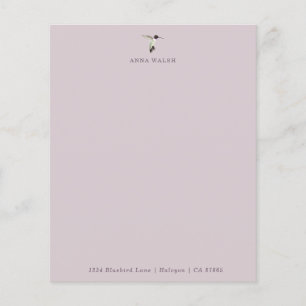 Custom Pale Lilac Hummingbird Stationery Paper