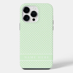 Custom Pale Pastel Green White Polka Dot Design  iPhone 14 Pro Max Case