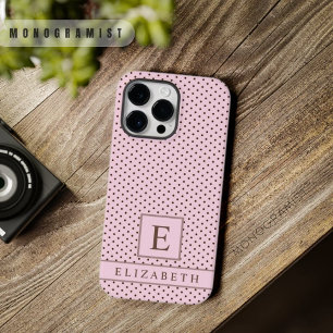 Custom Pale Pastel Pink Brown Polka Dot Case-Mate iPhone 14 Pro Max Case