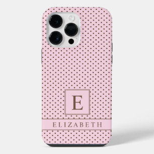 Custom Pale Pastel Pink Brown Polka Dot iPhone 14 Pro Max Case