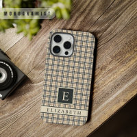 Custom Pale Yellow Beige Black Chequered Pattern