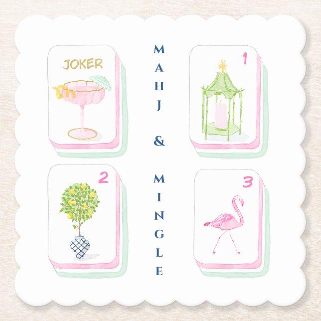 Custom Palm Beach Mahjong Paper Coaster (Front)
