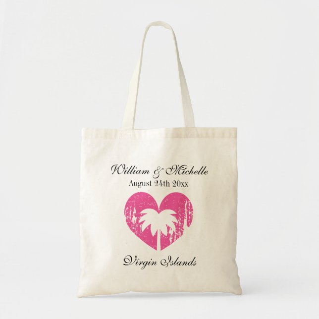 Custom palm destination beach wedding tote bags (Front)
