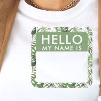 Custom Palm Leaf Hello My Name Is Stickers