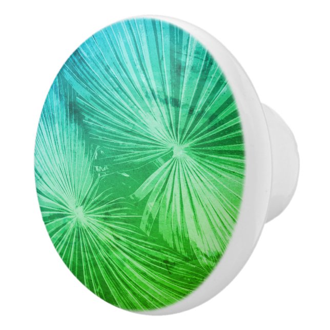 Custom palm leaf photo door and drawer knob (Right)