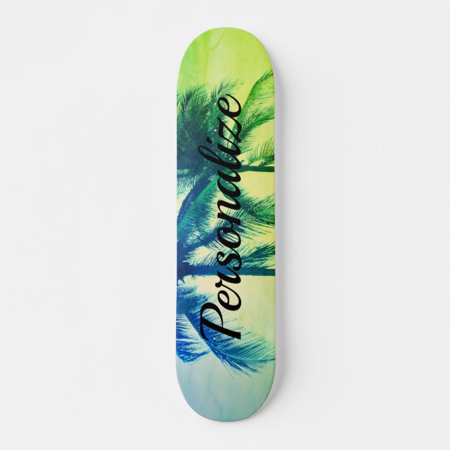 Custom palm tree photo design skateboard deck (Front)