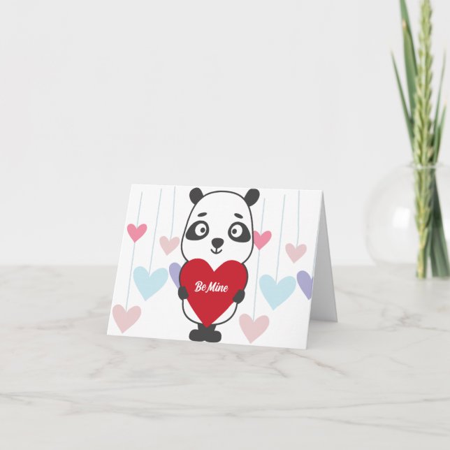 Custom Panda Bear Valentines Day Card (Front)