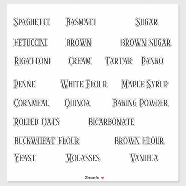 Custom Pantry Storage Canister Labels (Sheet)