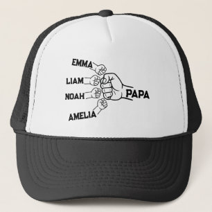 Custom Papa Fist Bump Trucker Hat with 4 Names
