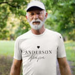 Custom Papa Name T-Shirt | Minimalist Grandpa Gift<br><div class="desc">Celebrate your favourite papa in style with this minimalist custom name t-shirt! Featuring a clean black script with a modern heart accent,  this shirt is perfect for new grandpas,  Father’s Day,  birthdays,  or just to show love from the grandkids.</div>