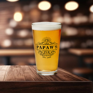 Custom Papaw's Pub Year Established Glass