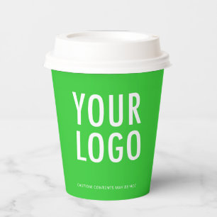 Custom Paper Cups Business Logo Lime Green 8 oz