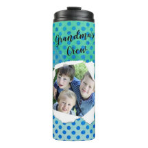 Custom Paper Hole Photo Blue Polka Dot Template