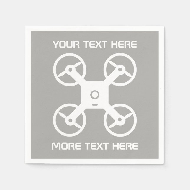 Custom paper party napkins with drone logo (Front)