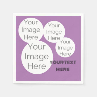 custom paper photo text napkin template purple