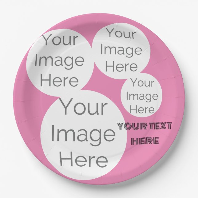 custom paper photo text template pink plate (Front)