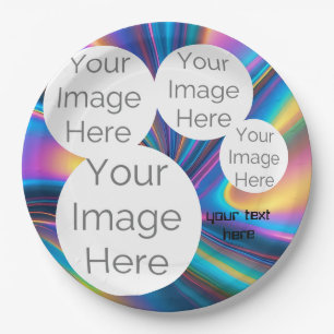 custom paper photo text template rainbow plate