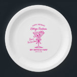 Custom Paper Plate 18th Birthday Pink Martini<br><div class="desc">An espresso martini shows that the guest of honour is "a tini bit older." Pretty girly pink colour palette. Trendy scribble,  doodle style. Martini with a bow and espresso beans.</div>