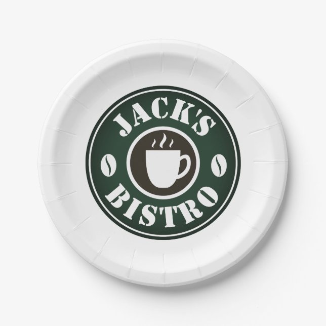 Custom Paper Plates with coffee bean business logo (Front)