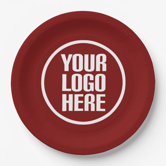 Custom paper plates your logo here party supplies (Front)