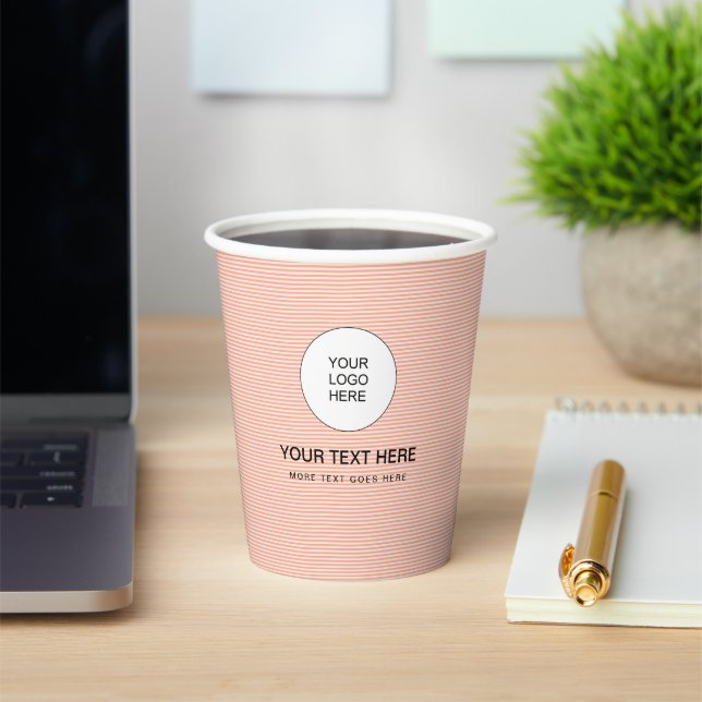 Custom Papercup Business Logo Text Here Template Paper Cups (Insitu)