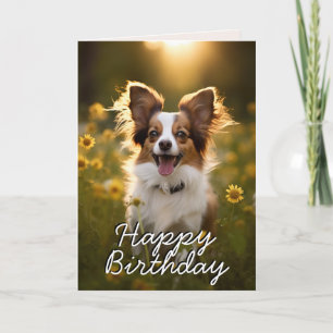 Custom Papillon Happy Birthday Card