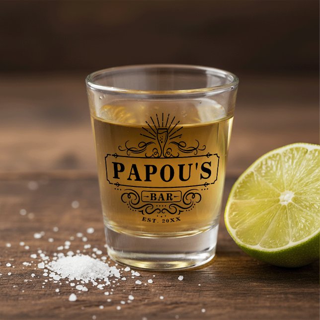 Custom Papou's Bar Year Established Shot Glass (Creator Uploaded)
