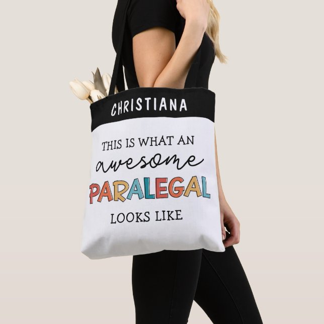 Custom Paralegal Awesome Legal Assistant Funny Tote Bag (Close Up)