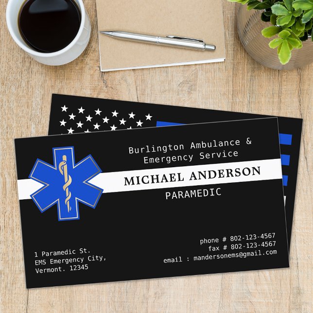 Custom Paramedic EMS Emergency Technician Logo Business Card (Creator Uploaded)