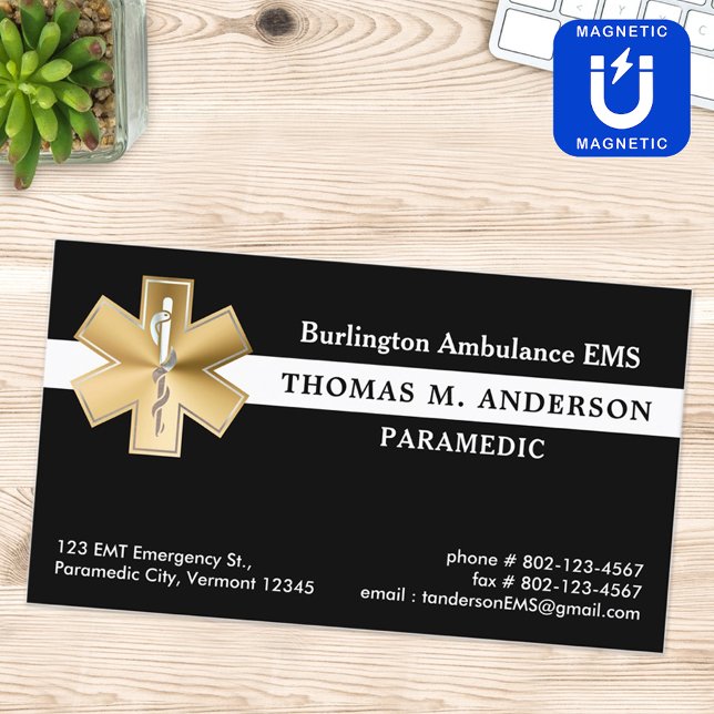 Custom Paramedic EMS EMT Ambulance Emergency  Magnetic Business Card (Creator Uploaded)