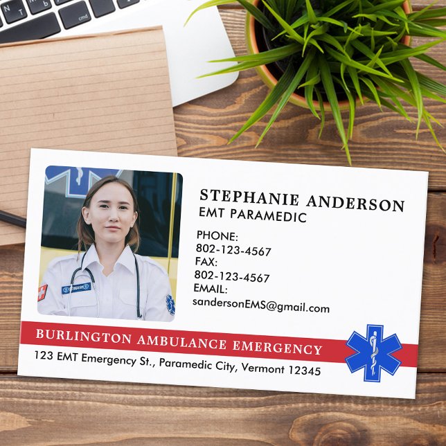 Custom Paramedic EMS EMT Emergency Ambulance Logo Business Card (Creator Uploaded)
