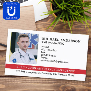 Custom Paramedic EMS EMT Emergency Medical Photo Magnetic Business Card