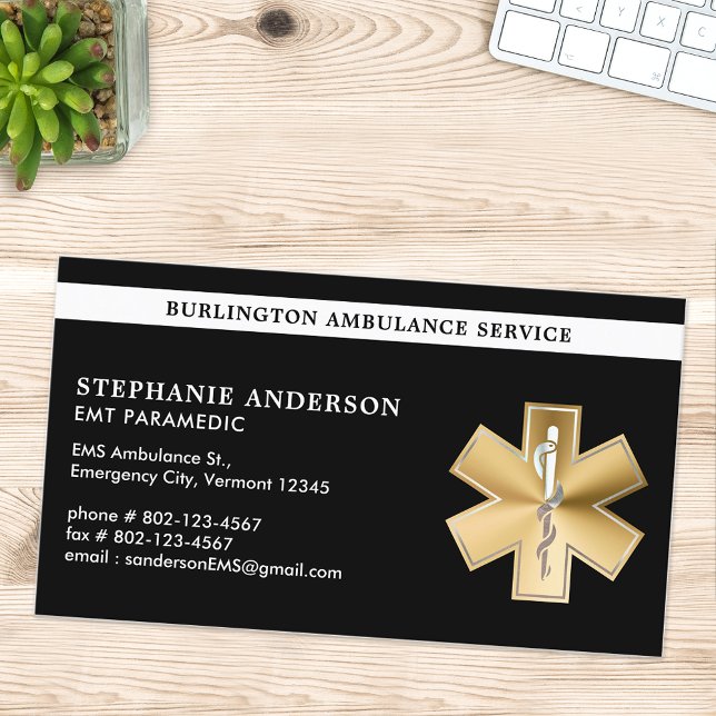 Custom Paramedic EMT EMS Emergency Medical Logo Business Card (Creator Uploaded)