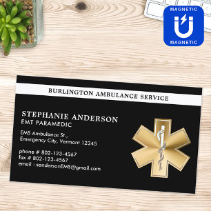 Custom Paramedic EMT EMS Emergency Medical Logo Magnetic Business Card