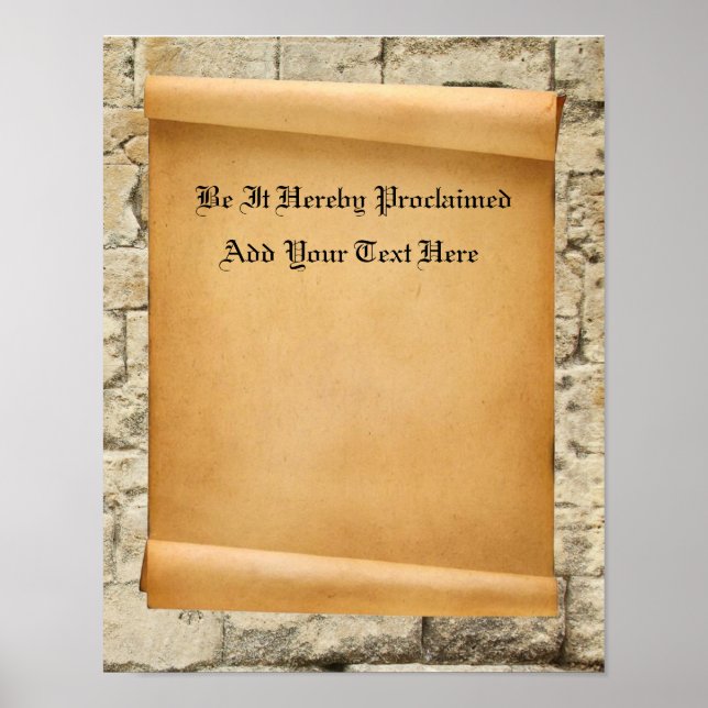 Custom Parchment Scroll Proclamation Poster (Front)