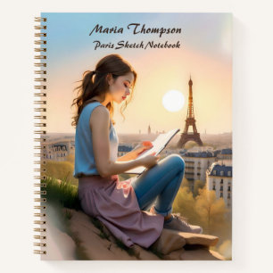 Custom Paris Sketch Travel Notebook Journal Diary