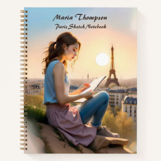 Custom Paris Sketch Travel Notebook Journal Diary